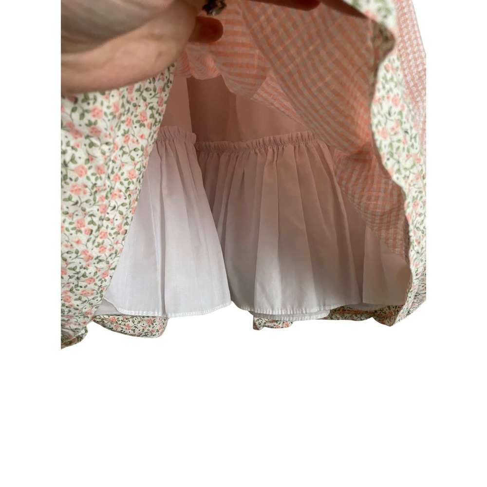 Bonnie Jean Girls Pink Gingham Seersucker Floral Bow Dress 6X Preppy Cottage - Picture 4 of 7